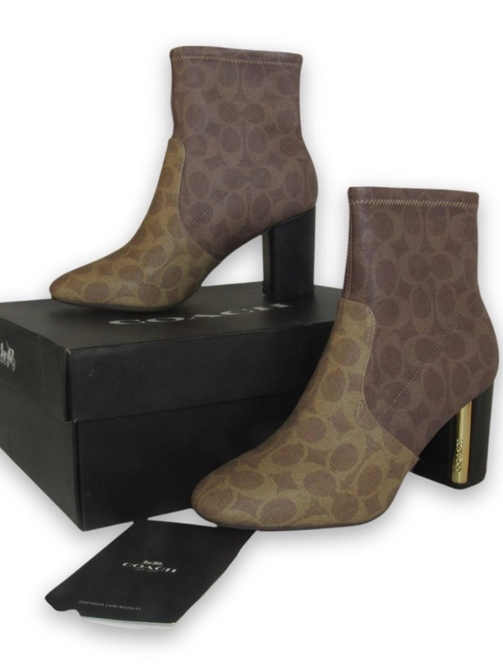Coach Margot Signature Canvas Block Heel Ankle Bootie Size 7.5 W NWT MSRP $165